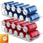 addigoes 2-Pack Soda Can Organizer, Fridge &amp; Pantry Storage Rack - Space-Saving Stackable Organizer for Kitchen, Refrigerator &amp; Freezer (Clear)