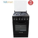 VOLSMART Standing Gas Cooker - 50*55, 3 Gas Jet Burners + 1 Hot Plate, Electric Oven - Black
