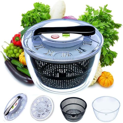 Flushrenic Salad Spinner,Fruit Washer,Vegetable Dryer,Lettuce Spinner,Salad Dryer for Washing, Spinning, and Draining Greens,with Bowl and Mesh Basket