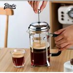 French press coffee maker with 3-level filtration system