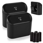 Flushrenic 2-piece mini car trash can with lid, small trash can, leak proof ABS trash can, car interior accessories, household trash can, suitable for cars and offices, with 30 garbage bags
