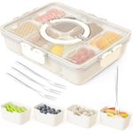 Snackle Box Container,Portable Snack Box 8 Compartment Divided Serving Tray with Lid with 4pcs forks