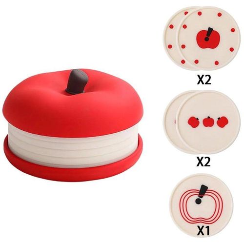 General 5pcs Red Apple-Shaped Non-Slip Silicone Coasters - Heat-Resistant Cute Household Drink Coaster Pads