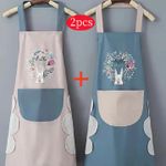 2pcs Apron Waterproof And Oil-proof Apron Adjustable Bib Apron Kitchen Cooking Aprons For Restaurant Casual Tie Back Patch Pockets Apron For Kitchen Women's Clothing Thanksgiving gifts Christmas gifts