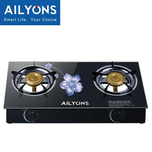 AILYONS GS014-4, 2 Burner Glass Top Gas Cooker &amp; Infrared Double Burner, (1YR WRTY)
