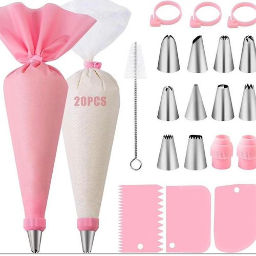 SXCHEN 40-Pack Cake Baking Pink Decorating Nozzle Set