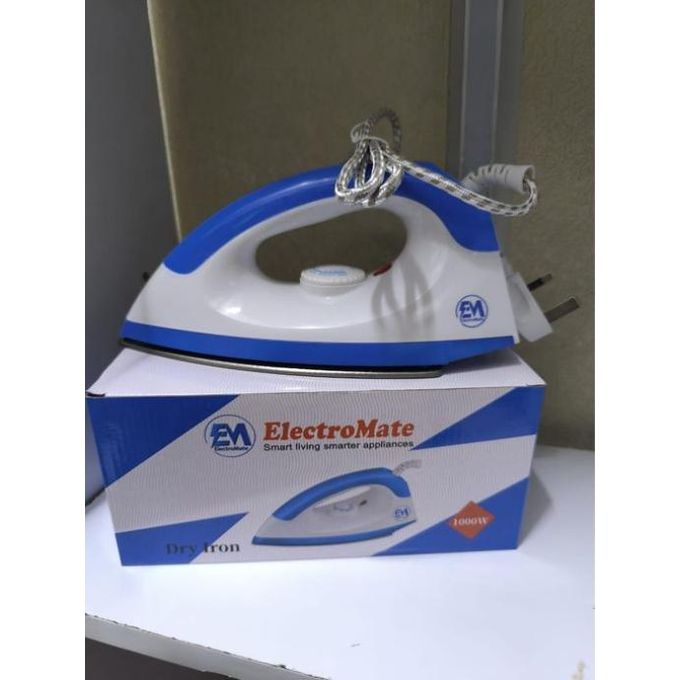 ElectroMate Dry Electric Iron Box – 1000W Lightweight Iron with 5-Gear Temperature Control &amp; Non-Stick Soleplate