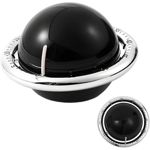 Planet-Shaped Mechanical Timer  No Batteries Needed  59-Minute Countdown  Magnetic Base  Multi-Purpose Kitchen, Study &amp; Classroom Timer (Black)