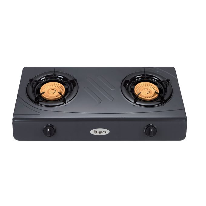 Lyons GK-013 Stainless Steel Two Burner Double Ring Flame Gas Cooker-Grey (1YR WRTY)