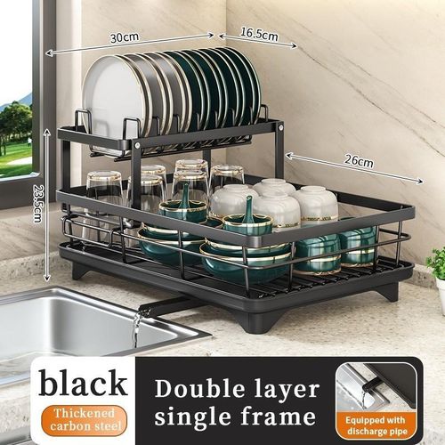 Kitchen countertop dish rack, stainless steel dish drain rack, cutlery rack