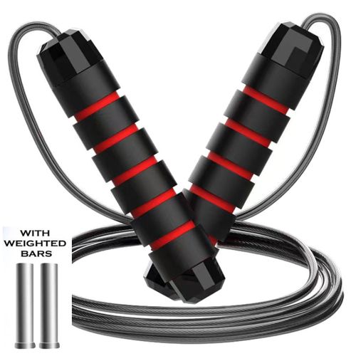 Red Weighted Jump Skipping Rope For Fitness &amp; Workout
