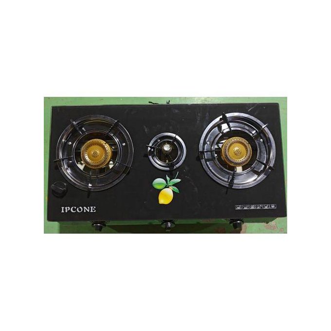 IPCONE 3 Burner Gas Cooker Auto Ignition Glass Top Table Cooker Low Gas Consumption