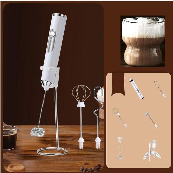 TOUPHY Handheld Electric Foam Maker Milk Frother with 2 Stainless Whisks For Latte, Cappuccino, Hot Chocolate, Egg