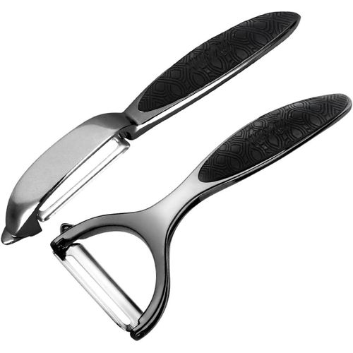 2 Pack Vegetable &amp; Potato Peelers | Y &amp; I Shape | Stainless Steel Blades | Ergonomic Non-Slip Handle | Dishwasher Safe | Fruit &amp; Veggie Peeler Set