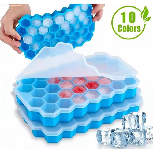 Creative 37-grid silicone honeycomb ice cube mold with lid