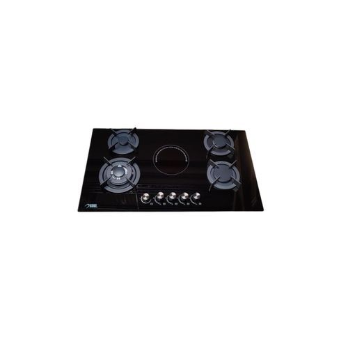 KHAL Hob 4 Gas(1 WOK) + 1 Electric Ceramic Plate ,Black Glass 90cm ID-5006