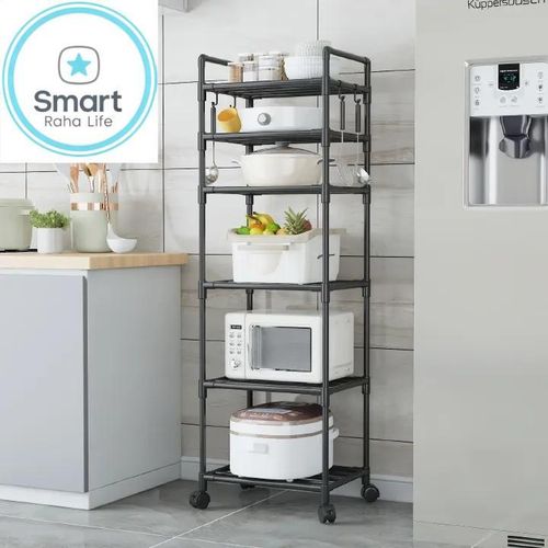 Smartraha life RahaLife Multifunctional Floor Standing Storage Rack Multi-Tier Kitchen Organizer for Microwave, Utensils Bathroom &amp; Home Use Sturdy Steel Shelf