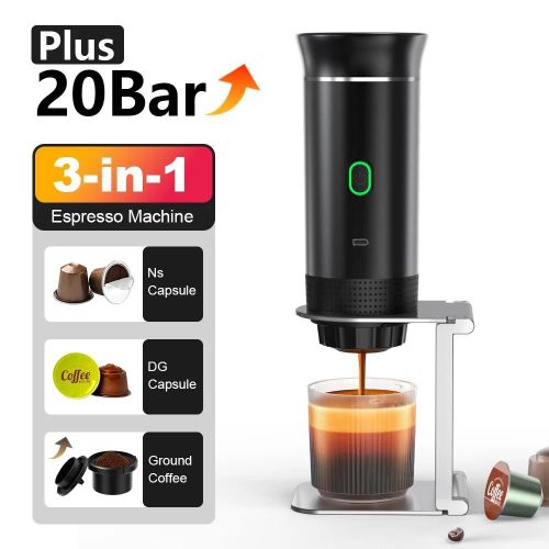 Wireless Electric Portable Espresso Coffee Machine 3-in-1 Capsule Powder Travel Coffee Maker
