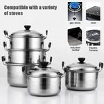 5-Piece Stainless Steel Cookware Set, Kitchen Cookware Set with Lids and Scald-Proof Handles, Suitable for All Stove Types Induction, Gas
