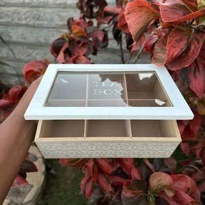 Classic Bamboo Tea Bag Storage Teabag Organizer With Cover