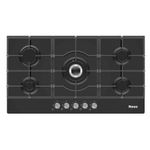 Neso 90cm Built-In Gas Hob – 5 Burners, Black Tempered Glass, Automatic Ignition