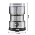 RAF 300W Household Electric Mill Grinder Machine, Stainless Steel Electric Spice Coffee Nut Grain Grinder, MultiFunction Crusher Mill Blender Kitchen Tool,200-300g