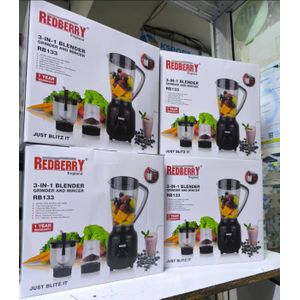 Redberry 3 in 1 Electric Blender with Grinder &amp; Chopper – Perfect for Smoothies &amp; Spices