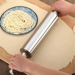 Thickened stainless steel rolling pin - easy to clean and rust-proof (38.3*5*5cm)