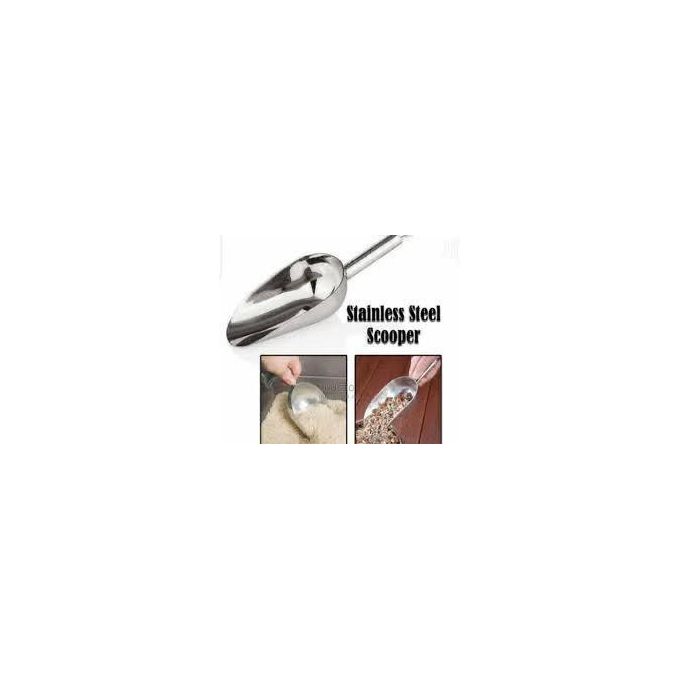 12 inches deep 600 grams  extra heavy  stainless steel scoup with ring handle for hanging after use