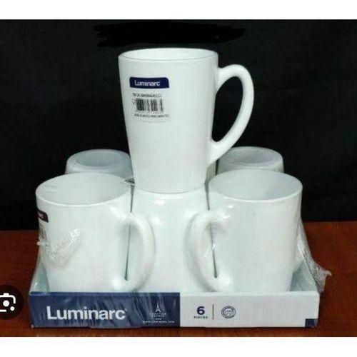 Luminarc 6PCs Set White New Morning Ceramic Cups For Tea/ Coffee