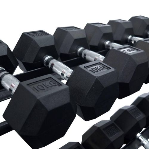 Rubber Coated Hexagon Dumbells Set