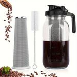 64 oz Cold Brew Coffee Maker, Mason Jar Cold Water Coffee Maker with Filter and Cleaning Brush