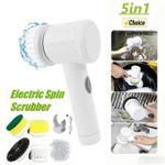 5 in1 Multifunction USB Rechargeable Spin Scrubber,Electric Cleaning Brush  With 5 Replaceable Brush Heads,For Bathroom, Shower, Tub, Kitchen Floor