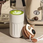 Coffee Cup with Temperature Display Thermal Mug, Leak-proof Lid Stainless Steel Reusable Insulated Vacuum Mug, Coffee 450ML