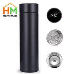 Homemate 500ML Temperature Display Thermos Cup Water Bottle Stainless Steel Divided Thermos Bottle Outdoor Black Vacuum Flask Insulated Cup Gift
