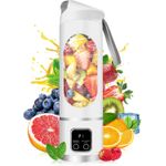 Portable personal electric USB juicer, 450ML mini blender, capable of making milkshakes and smoothies, 12 blades, compact, convenient, and multifunctional (white)