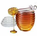Honey Jar With Dipper And Lid,Arclyric Honey Pot Container Dispenser,Clear Arclyric Honey Container For Home Kitchen,Store Honey And Syrup,Easy To Clean