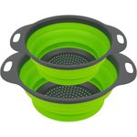 2 Pack Collapsible Colander Set, Round Silicone Folding Collapsible Strainers with Plastic Handles, Eco-Friendly Food Strainer for Kitchen Draining Pasta Vegetables Fruits-1 Large and 1 Small