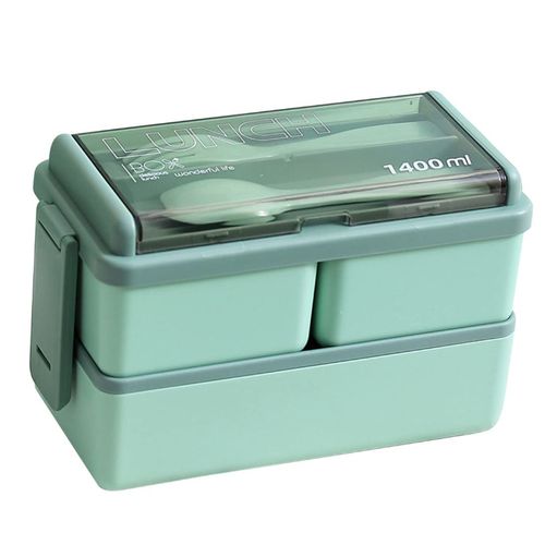 1 green rectangular lunch box