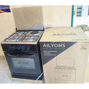 AILYONS Free Standing Cooker 60by60 3+1 With Electric Oven Plus Pipe And Regulator.