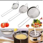 3-Piece Stainless Steel Kitchen Sieve Set – Fine Mesh Strainers