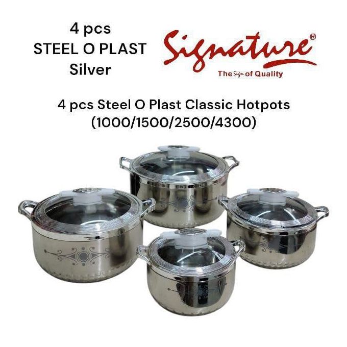 Signature 4 Pcs Steel O Plast Hotpots -(1000/1500/2500/4300)