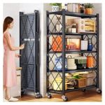 Foldable 5 tier Kitchen Rack with wheels