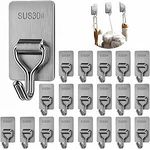 20pcs Stainless Steel Hooks - Adhesive Wall Hooks - Free 5pcs Nail-free Glue
