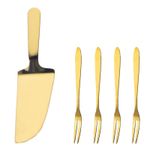 Stainless Steel Cake Server Pie Server Pie Cutter with 4pcs Fruit Forks