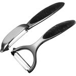 2 Pack Vegetable &amp; Potato Peelers | Y &amp; I Shape | Stainless Steel Blades | Ergonomic Non-Slip Handle | Dishwasher Safe | Fruit &amp; Veggie Peeler Set