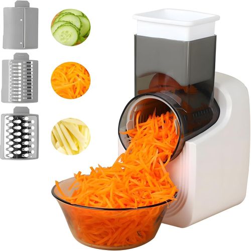 TodyJeyHo New Electric Cheese Grater, Electric Salad Maker, Multi-function Grater, Automatic Vegetable Chopper Slicer, Professional Multi-conical Blade, Stainless Steel