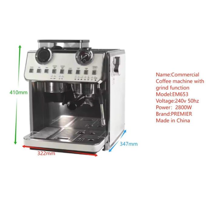 Commercial coffee machine with grind function
