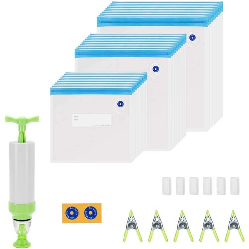 Inkbird Reusable Vacuum Storage Bags 3 Sizes with Hand Pump for Food Storage
