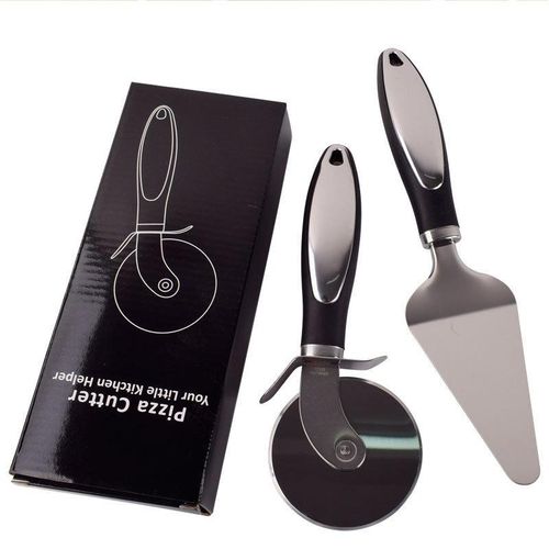 Pizza Wheel Cutter Server Set, Multipurpose Stainless Steel Pizza Cutter Pie Spatula with Sharp Blade for Cutting Pies, Pizza Slicer with Safety and Comfort Grip for Cutting Pizza and More